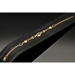 Außergewöhnliches Tricolor Armband aus edlem 585 14K Gold (Gelbgold, Weißgold und Rosegold) Längenverstellbar ca. 17,5 - 19 cm mit eingearbeiteten Herzen und Goldkügelchen