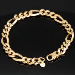 Exquisites Panzerarmband / Figaroarmband aus edlem Gelbgold (14K/585 Gold hochglanz - poliert) in 8mm Stärke, ca. 19,5cm Länge