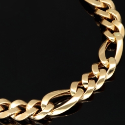 Exquisites Panzerarmband / Figaroarmband aus edlem Gelbgold (14K/585 Gold hochglanz - poliert) in 8mm Stärke, ca. 19,5cm Länge