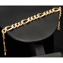 Exquisites Panzerarmband / Figaroarmband aus edlem Gelbgold (14K/585 Gold hochglanz - poliert) in 8mm Stärke, ca. 19,5cm Länge