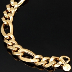 Exquisites Panzerarmband / Figaroarmband aus edlem Gelbgold (14K/585 Gold hochglanz - poliert) in 8mm Stärke, ca. 19,5cm Länge