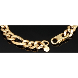 Exquisites Panzerarmband / Figaroarmband aus edlem Gelbgold (14K/585 Gold hochglanz - poliert) in 8mm Stärke, ca. 19,5cm Länge