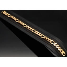 Exquisites Panzerarmband / Figaroarmband aus edlem Gelbgold (14K/585 Gold hochglanz - poliert) in 8mm Stärke, ca. 19,5cm Länge