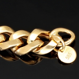 Exquisites Panzerarmband / Figaroarmband aus edlem Gelbgold (14K/585 Gold hochglanz - poliert) in 8mm Stärke, ca. 19,5cm Länge