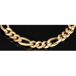 Exquisites Panzerarmband / Figaroarmband aus edlem Gelbgold (14K/585 Gold hochglanz - poliert) in 8mm Stärke, ca. 19,5cm Länge