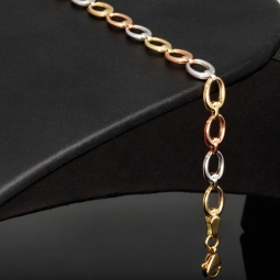 Elegantes Damen-Armband in außergewöhnlichem Tricolor-Design aus 585er 14k Gold (Gelbgold, Roségold und Weißgold) ca. 19,5 cm
