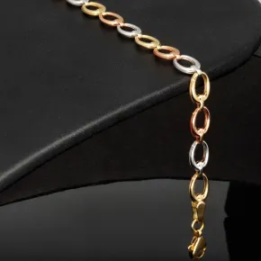 Elegantes Damen-Armband in außergewöhnlichem Tricolor-Design aus 585er 14k Gold (Gelbgold, Roségold und Weißgold) ca. 19,5 cm