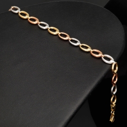Elegantes Damen-Armband in außergewöhnlichem Tricolor-Design aus 585er 14k Gold (Gelbgold, Roségold und Weißgold) ca. 19,5 cm