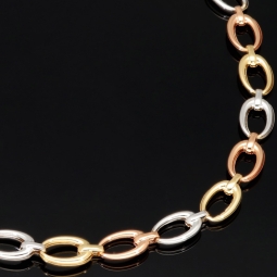 Elegantes Damen-Armband in außergewöhnlichem Tricolor-Design aus 585er 14k Gold (Gelbgold, Roségold und Weißgold) ca. 19,5 cm