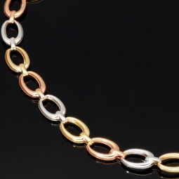 Elegantes Damen-Armband in außergewöhnlichem Tricolor-Design aus 585er 14k Gold (Gelbgold, Roségold und Weißgold) ca. 19,5 cm