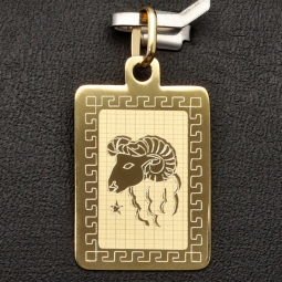 Hochwertig gearbeiteter Sternzeichen Widder- Anhänger in feinem Greco-Design aus funkelndem Gold (14K / 585 Gelbgold)