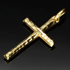 Sehr schönes Kreuz mit außergewöhnlichem Dekor aus Gold 14k (585er) Gelbgold
