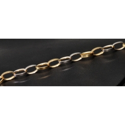 Funkelndes Bicolor-Ankerarmband aus edlem, polierten 14K 585er Weiß- und Gelbgold (ca. 19,5 cm Länge, 5mm Breite)