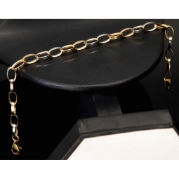 Funkelndes Bicolor-Ankerarmband aus edlem, polierten 14K 585er Weiß- und Gelbgold (ca. 19,5 cm Länge, 5mm Breite)