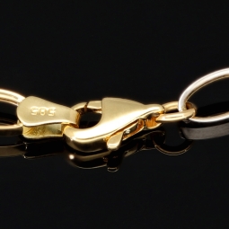 Funkelndes Bicolor-Ankerarmband aus edlem, polierten 14K 585er Weiß- und Gelbgold (ca. 19,5 cm Länge, 5mm Breite)