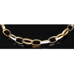 Funkelndes Bicolor-Ankerarmband aus edlem, polierten 14K 585er Weiß- und Gelbgold (ca. 19,5 cm Länge, 5mm Breite)