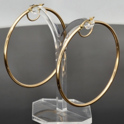 Stilvolle XXL Creolen aus funkelndem, glänzend poliertem 14K / 585 Gold (Gelbgold)