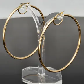 Stilvolle XXL Creolen aus funkelndem, glänzend poliertem 14K / 585 Gold (Gelbgold)