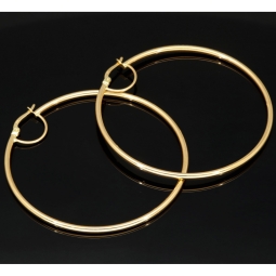Stilvolle XXL Creolen aus funkelndem, glänzend poliertem 14K / 585 Gold (Gelbgold)