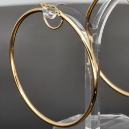 Stilvolle XXL Creolen aus funkelndem, glänzend poliertem 14K / 585 Gold (Gelbgold)
