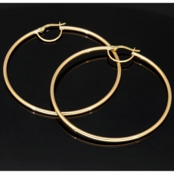 Stilvolle XXL Creolen aus funkelndem, glänzend poliertem 14K / 585 Gold (Gelbgold)
