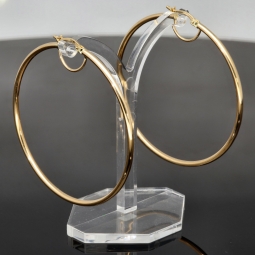 Stilvolle XXL Creolen aus funkelndem, glänzend poliertem 14K / 585 Gold (Gelbgold)