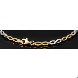 Fein gearbeitetes Bicolor Gold-Armband aus hochwertigem 14K 585 Gelbgold und Weißgold in elegantem Design mit Zirkonia besetzt (ca. 19,5 cm)
