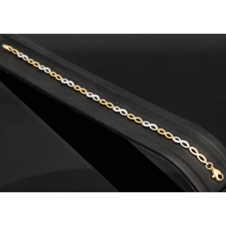 Fein gearbeitetes Bicolor Gold-Armband aus hochwertigem 14K 585 Gelbgold und Weißgold in elegantem Design mit Zirkonia besetzt (ca. 19,5 cm)
