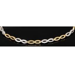 Fein gearbeitetes Bicolor Gold-Armband aus hochwertigem 14K 585 Gelbgold und Weißgold in elegantem Design mit Zirkonia besetzt (ca. 19,5 cm)