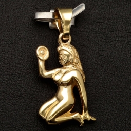 Hübscher Jungfrau Sternzeichen-Anhänger mit feinen Details aus edlem, polierten 14K 585 Gold (Gelbgold)