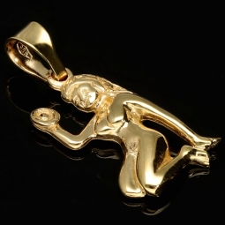 Hübscher Jungfrau Sternzeichen-Anhänger mit feinen Details aus edlem, polierten 14K 585 Gold (Gelbgold)