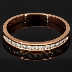 Exquisiter Ring für Damen mit 13 leuchtenden, eingefassten Brillanten (ca. 0,25 ct gesamt) aus massivem Gold (375 / 9K Roségold) - ca. Ringgröße 60