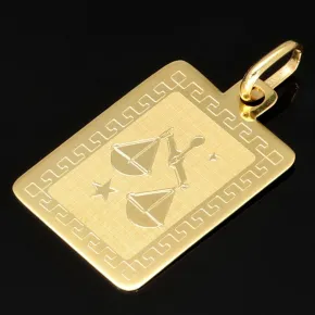 Filigraner Sternzeichen "Waage" - Anhänger mit feinen Gravuren aus edlem 14K 585 Gold in stilvollem Design