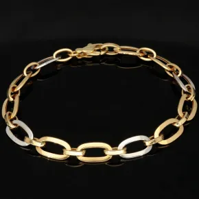 Funkelndes Armband in zeitlosem Design aus hochwertigem, hochglanzpoliertem Bicolor Gold (14K / 585 Gelb- und Weißgold) ca. 19,5 cm Länge
