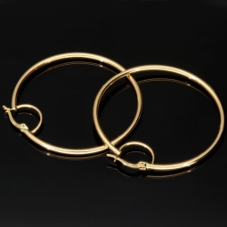 Zeitlose Creolen aus edlem, glänzend poliertem 14K / 585 Gold (Gelbgold)