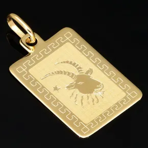 Stilvoller Sternzeichen Steinbock - Anhänger in feinem Design aus edlem Gold (14K / 585 Gelbgold)