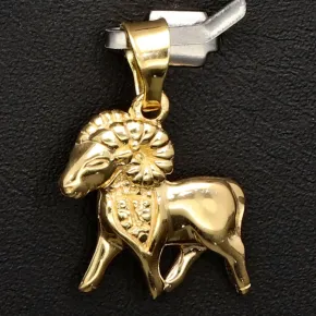 Sternzeichen Widder- Anhänger mit feinen Details aus hochwertigem, hochglanzpoliertem Gold (14K / 585 Gelbgold)