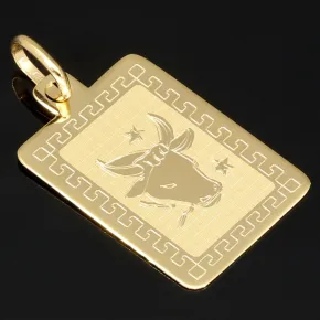 Exquisiter Stier- Anhänger aus exquisititem 14K 585 Gold mit fein graviertem Design
