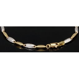 Exquisites Armband aus edlem 14K 585 Bicolor Gold in außergewöhnlichem Design (Gelbgold und Weißgold) ca. 19 cm Länge, ca. 3,5mm