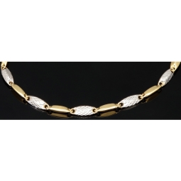 Exquisites Armband aus edlem 14K 585 Bicolor Gold in außergewöhnlichem Design (Gelbgold und Weißgold) ca. 19 cm Länge, ca. 3,5mm