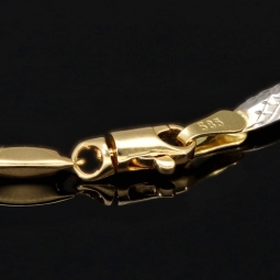 Exquisites Armband aus edlem 14K 585 Bicolor Gold in außergewöhnlichem Design (Gelbgold und Weißgold) ca. 19 cm Länge, ca. 3,5mm