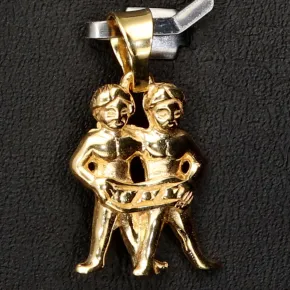 Sternzeichen Zwillinge - Anhänger - hochwertig gearbeitet - aus funkelndem Gold (14K / 585 Gelbgold)