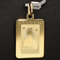 Funkelnder Jungfrau Sternzeichen-Anhänger mit filigranen Details aus hochwertigen 14K 585 Gold (Gelbgold)