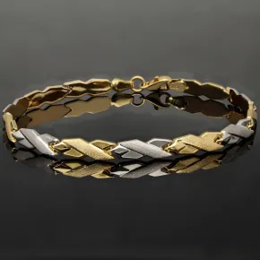 Luxuriöses Armband in Bicolor -Design aus funkelndem 585er 14K Gold - (Gelbgold und Weißgold) (ca. 19cm, 5mm)