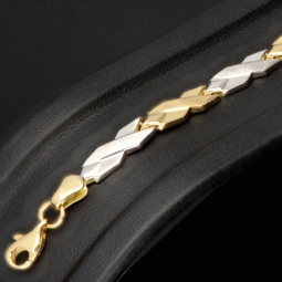 Luxuriöses Armband in Bicolor -Design aus funkelndem 585er 14K Gold - (Gelbgold und Weißgold) (ca. 19cm, 5mm)