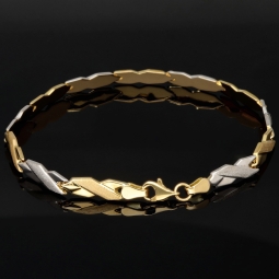 Luxuriöses Armband in Bicolor -Design aus funkelndem 585er 14K Gold - (Gelbgold und Weißgold) (ca. 19cm, 5mm)