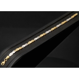 Luxuriöses Armband in Bicolor -Design aus funkelndem 585er 14K Gold - (Gelbgold und Weißgold) (ca. 19cm, 5mm)
