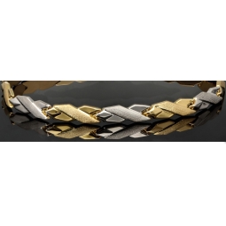Luxuriöses Armband in Bicolor -Design aus funkelndem 585er 14K Gold - (Gelbgold und Weißgold) (ca. 19cm, 5mm)