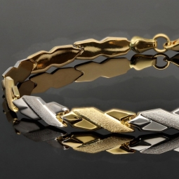 Luxuriöses Armband in Bicolor -Design aus funkelndem 585er 14K Gold - (Gelbgold und Weißgold) (ca. 19cm, 5mm)