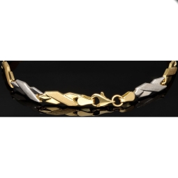 Luxuriöses Armband in Bicolor -Design aus funkelndem 585er 14K Gold - (Gelbgold und Weißgold) (ca. 19cm, 5mm)